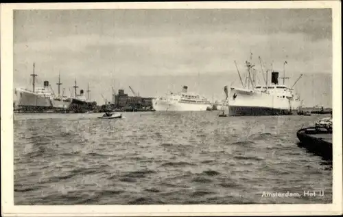 Ak Amsterdam Nordholland Niederlande, Hafen, Dampfschiffe