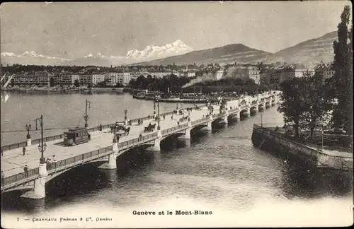 Ak Genève Genf Schweiz, Blick auf die Stadt, Mont Blanc