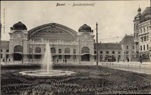 Ak Bâle Basel Stadt Schweiz, Bundesbahnhof