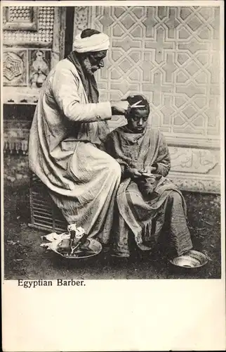 Ak Ägypten, Egyptian Barber, Friseur