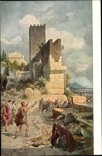Künstler Ak Preller, Fr., Odyssee Landschaft Ia, Abzug von Troja