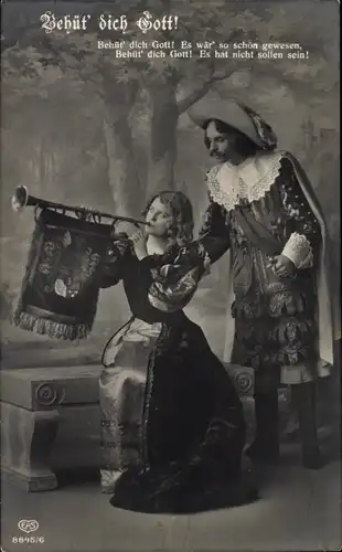 Ak Behüt dich Gott, Trompeter von Säckingen, Frau mit Trompete