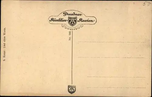 Künstler Ak Koner, S., Lied ohne Worte, Frau in Rüschenkleid