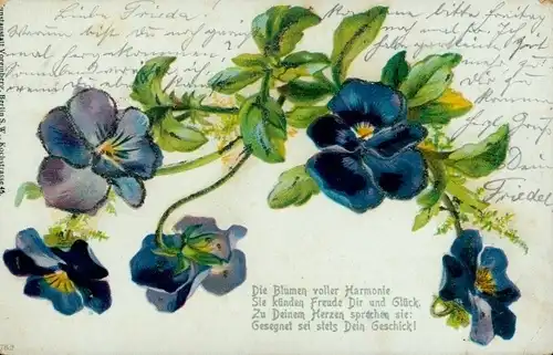 Glitzer Litho Die Blumen voller Harmonie, Stiefmütterchen