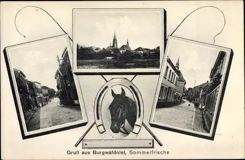 Ak Burgwaldniel Waldniel Schwalmtal am Niederrhein, Ortsansichten, Pferd, Hufeisen, Peitschen