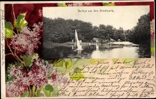 Passepartout Ak Bochum im Ruhrgebiet, Partie aus dem Stadtpark, Flieder