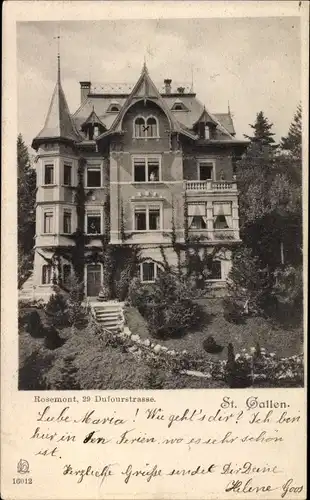 Ak Sankt Gallen Stadt Schweiz, Villa, Rosemont, 29 Dufourstraße