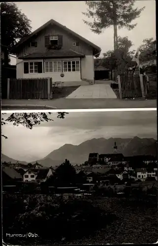 Foto Ak Murnau am Staffelsee, Totalansicht, Eisdiele, Weilheimer Straße 7