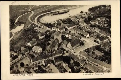 Ak Mühlberg an der Elbe, Fliegeraufnahme