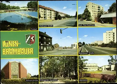 Ak Brambauer Lünen in Westfalen, Brambauer Straße, Altenheim, Freibad, Waltroper Straße