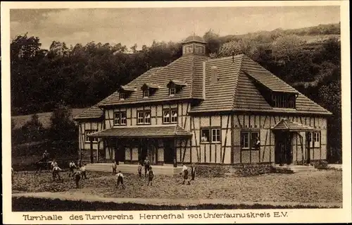 Ak Hennethal Hohenstein im Taunus, Turnhalle Turnverein 1905 Untertaunuskreis eV, Einweihung 1927