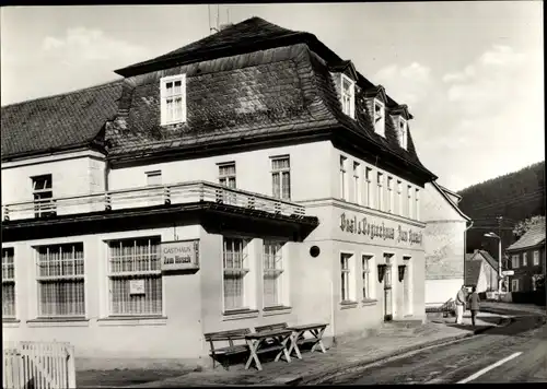 Ak Unterweißbach Thüringen, Gast- und Pensionshaus Zum Hirsch, Außenansicht