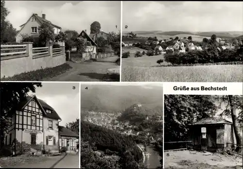 Ak Bechstedt in Thüringen, Teilansicht, Bahnhof, Trippstein, Gesamtansicht