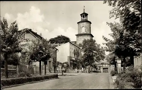 Ak Rastenberg inThüringen, Ernst Thälmann Platz, Kirche, Straßenansicht