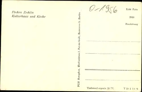 Ak Dorf Zechlin Rheinsberg, Kulturhaus und Kirche