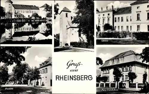 Ak Rheinsberg in der Mark, Neue Grundschule, Postamt, Schloss, Pfarrkirche