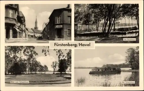 Ak Fürstenberg an der Havel, Ernst Thälmann Straße, Bootshaus, Schwedtsee