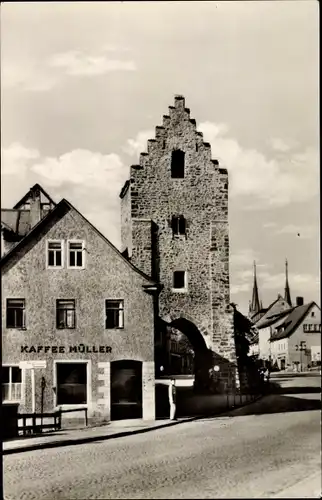 Ak Saalfeld an der Saale, Saaltor, Kaffee Müller