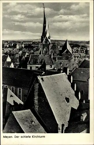 Ak Mayen in der Eifel, schiefer Kirchturm