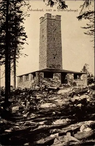 Ak Fichtelgebirge Oberfranken Bayern, Asenturm auf dem Ochsenkopf
