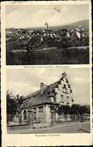 Ak Rauenthal Eltville am Rhein Hessen, Winzerhaus, Totalansicht der Ortschaft