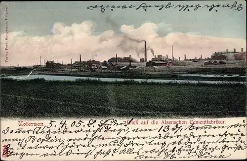 Ak Uetersen in Holstein, Blick auf die Alsenschen Zementfabriken