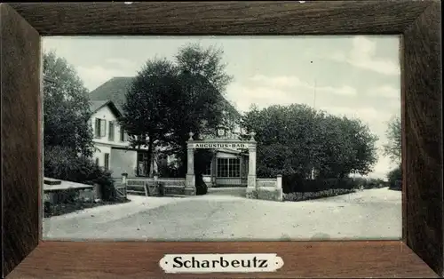 Passepartout Ak Scharbeutz Kreis Ostholstein, Eingang zum Augustus Bad