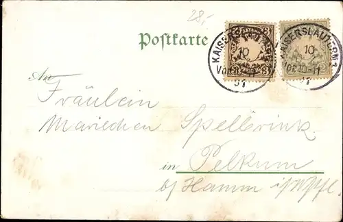 Litho Kaiserslautern in der Pfalz, Gesamtansicht, Lanstuhl, Falkenstein