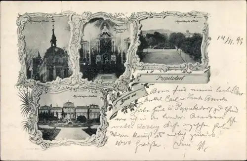 Passepartout Ak Poppelsdorf Bonn am Rhein, Allee, Schloss, Kirche