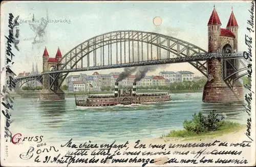 Litho Bonn am Rhein, Neue Rheinbrücke
