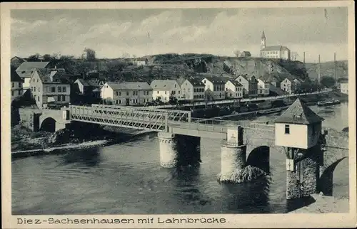 Ak Sachsenhausen Diez an der Lahn, Lahnbrücke