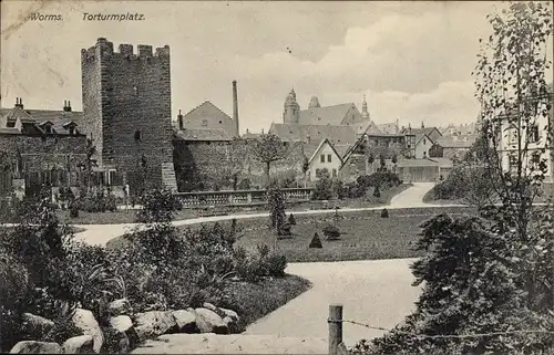 Ak Worms am Rhein, Torturmplatz