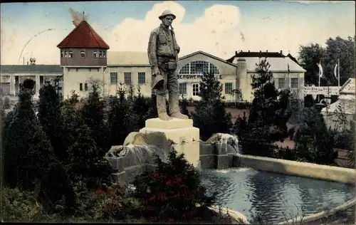 Ak Freiberg in Sachsen, Bergwerksschule, Erzgebirgsausstellung 1912, Bergmann Denkmal