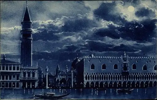 Mondschein Ak Venezia Venedig Veneto, Panorama