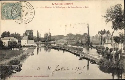 Ak Villeveque Soucelles Maine et Loire, Les Moulins