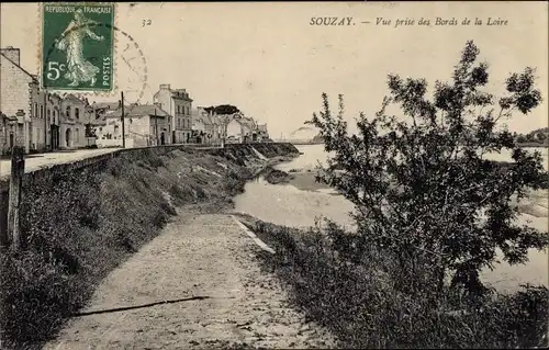 Ak Souzay Champigny Maine et Loire,vue des Bords de la Loire