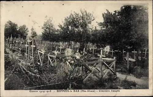 Ak Seppois-le-Bas Elsass Haut Rhin, Cimetière Francais