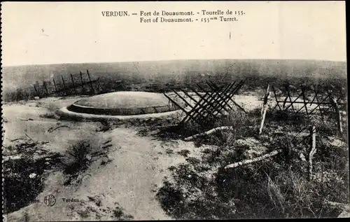 Ak Verdun Meuse, Fort de Douaumant, Tourelle de 155, Geschützturm