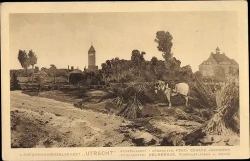 Ak Utrecht Niederlande, Blick auf den Ort, Kirchturm, Pferd