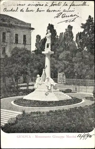 Ak Genova Genua Liguria, Monumento Giuseppe Mazzini