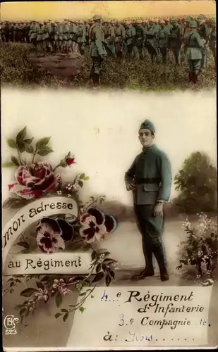 Ak 4e Regiment d'Infanterie, 3e Comp., französischer Soldat in Uniform