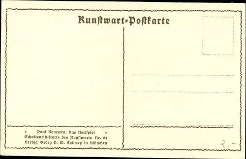 Scherenschnitt Ak Konewka, Paul, Kunstwart Nr. 64, Das Neckspiel, Mann und Ziege