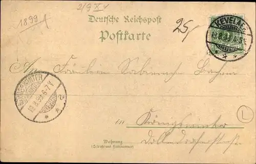 Litho Kevelaer am Niederrhein, Pfarrkirche, Kreuzbaum, Kapellenplatz, Kreuzweg
