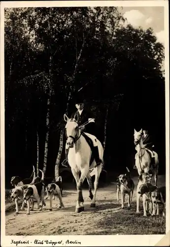 Foto Ak Berlin Zehlendorf Nikolassee, Jagdreitclub Düppel, Jagdhunde