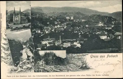 Ak Forbach im Schwarzwald, Panorama, Kirche