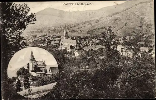 Ak Kappelrodeck im Schwarzwald, Panorama, Kirche