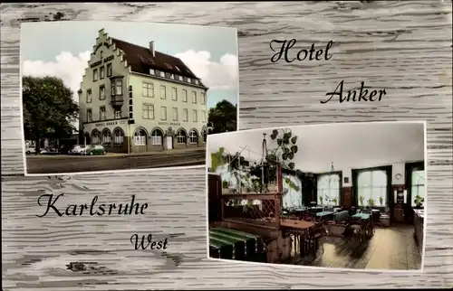 Ak Karlsruhe in Baden, Hotel Anker, Lameystraße 36, Außen- u. Innenansicht