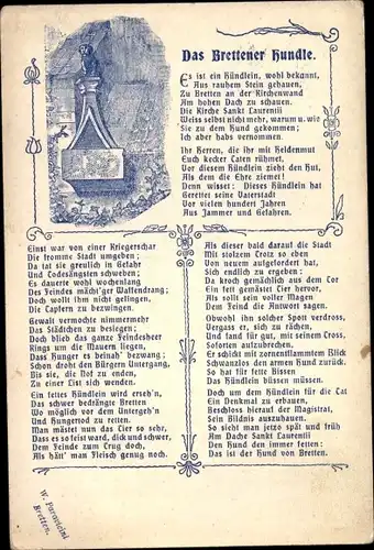 Gedicht Ak Bretten in Baden, Das Brettener Hundle