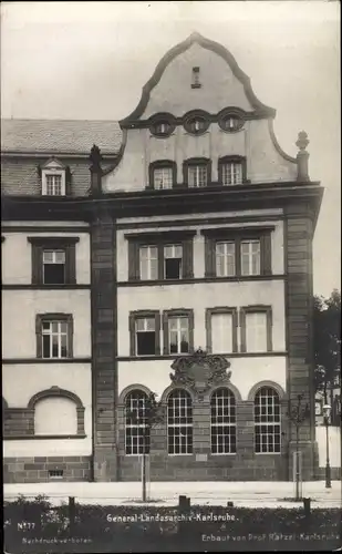 Ak Karlsruhe in Baden, General Landesarchiv, Architekt Prof. Ratzel