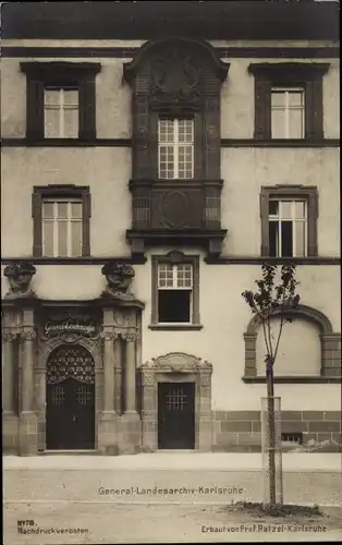 Ak Karlsruhe in Baden, General Landesarchiv, Architekt Prof. Ratzel